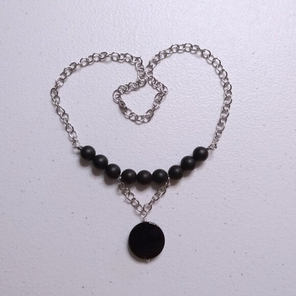 Sexy Seductive Business Casual Goth Grunge Domme | Black Agate + Stone Necklace - Picture 4 of 8